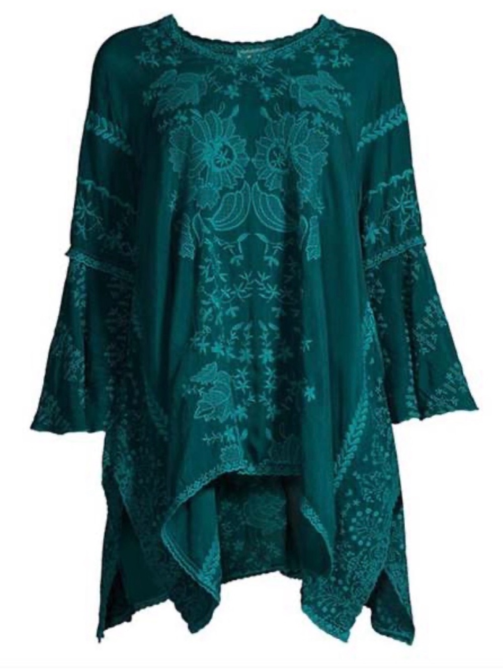 Johnny Was Temperty Lorelai Asymmetrical Hem Tunic - Lakeside Embroidered